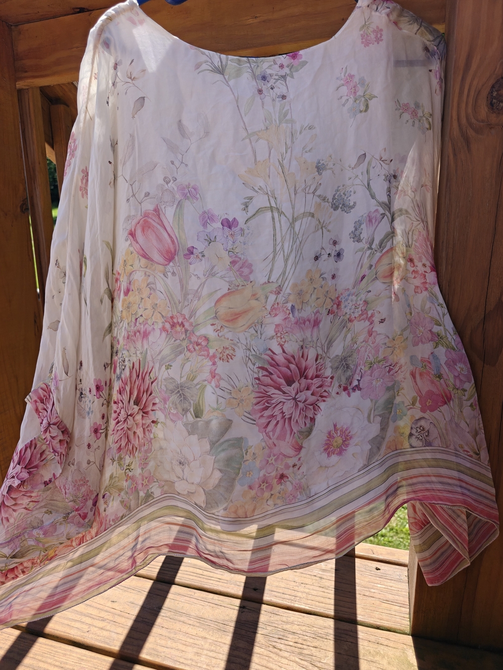Silk Floral Fairy Core Poncho Blouse